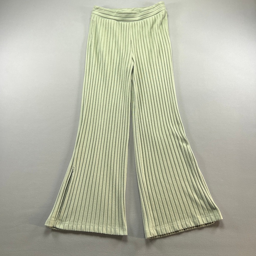 Secret Treasures Ankle Pants Girls Small Green Ribbed High Waisted Flared Leg
